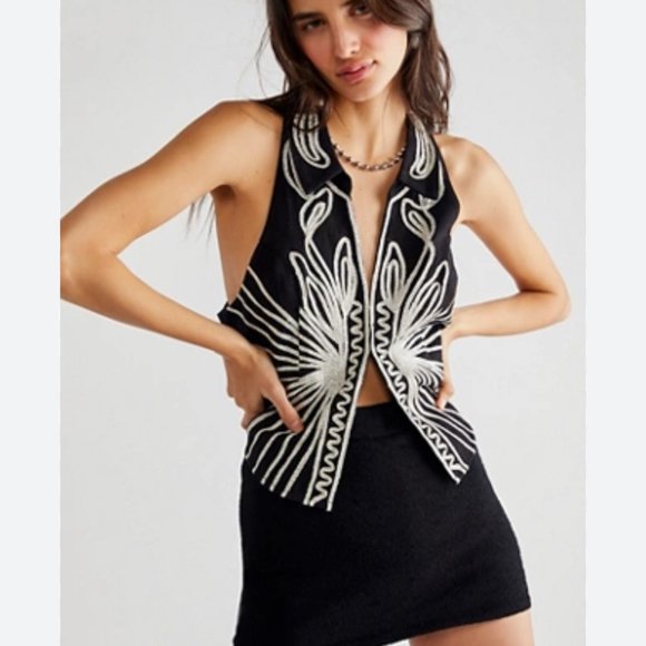 Free People Black and White Vest - Picture 2 of 7